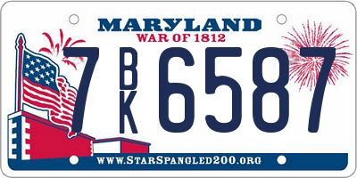 MD license plate 7BK6587