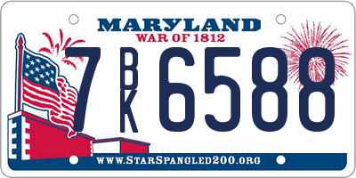 MD license plate 7BK6588
