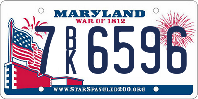 MD license plate 7BK6596