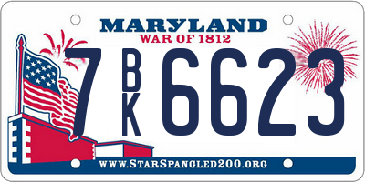 MD license plate 7BK6623