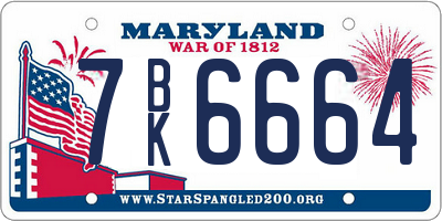 MD license plate 7BK6664