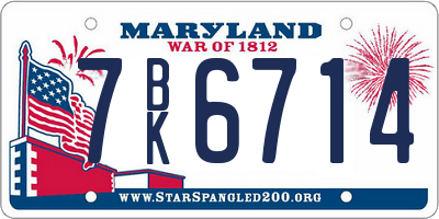 MD license plate 7BK6714