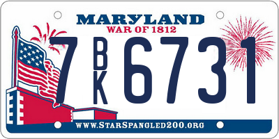 MD license plate 7BK6731