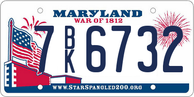 MD license plate 7BK6732