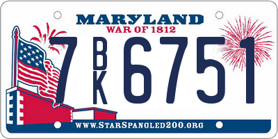 MD license plate 7BK6751