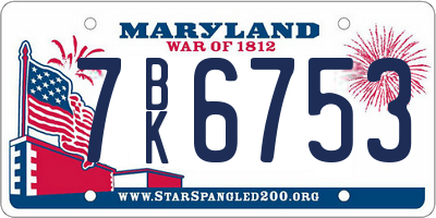 MD license plate 7BK6753