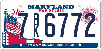 MD license plate 7BK6772