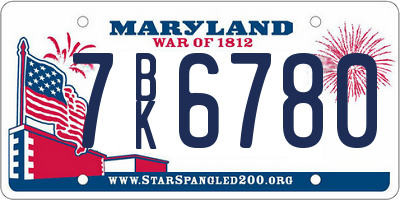 MD license plate 7BK6780