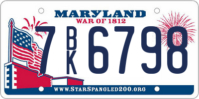 MD license plate 7BK6798