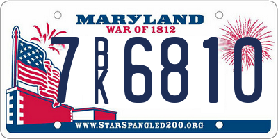 MD license plate 7BK6810