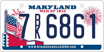 MD license plate 7BK6861
