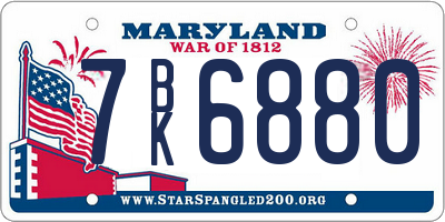MD license plate 7BK6880