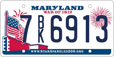 MD license plate 7BK6913
