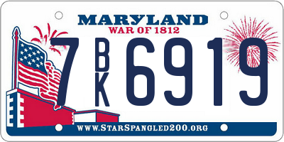 MD license plate 7BK6919
