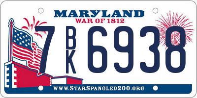 MD license plate 7BK6938