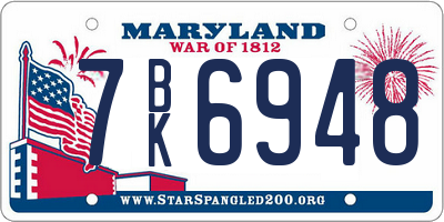 MD license plate 7BK6948