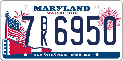 MD license plate 7BK6950