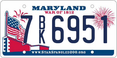 MD license plate 7BK6951