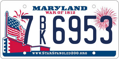 MD license plate 7BK6953