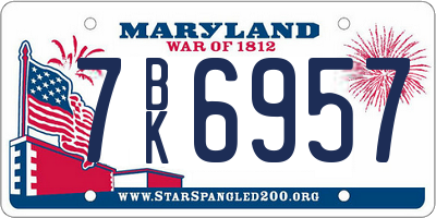 MD license plate 7BK6957
