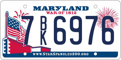MD license plate 7BK6976