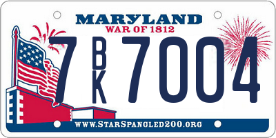 MD license plate 7BK7004