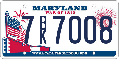 MD license plate 7BK7008