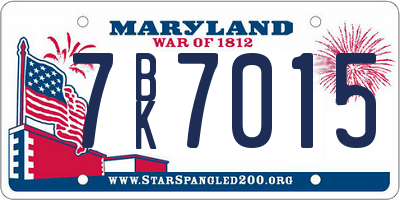 MD license plate 7BK7015
