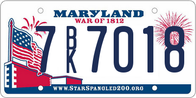 MD license plate 7BK7018