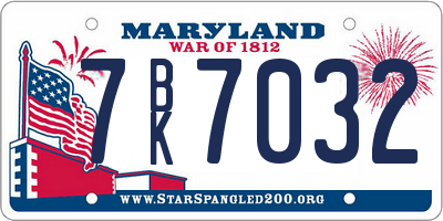 MD license plate 7BK7032