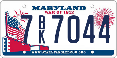 MD license plate 7BK7044