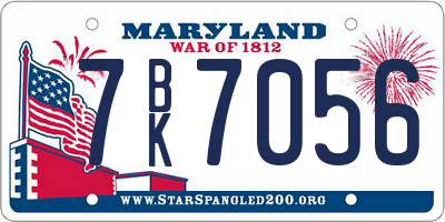 MD license plate 7BK7056