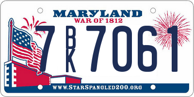 MD license plate 7BK7061