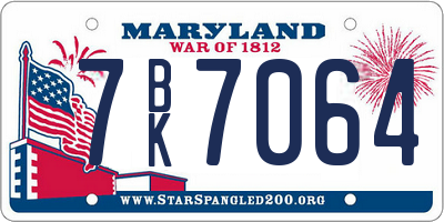MD license plate 7BK7064