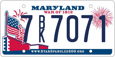 MD license plate 7BK7071