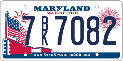 MD license plate 7BK7082