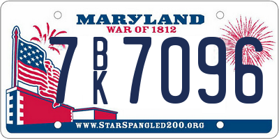 MD license plate 7BK7096