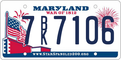 MD license plate 7BK7106