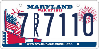 MD license plate 7BK7110
