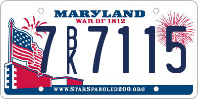 MD license plate 7BK7115