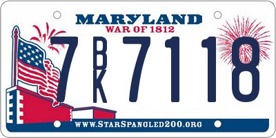 MD license plate 7BK7118