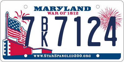 MD license plate 7BK7124