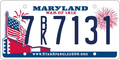 MD license plate 7BK7131