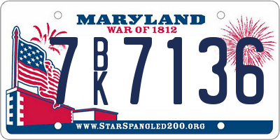 MD license plate 7BK7136