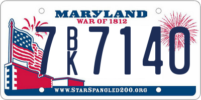 MD license plate 7BK7140