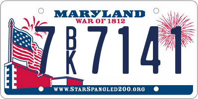 MD license plate 7BK7141