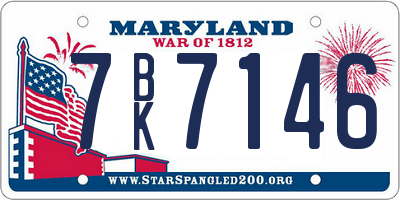 MD license plate 7BK7146