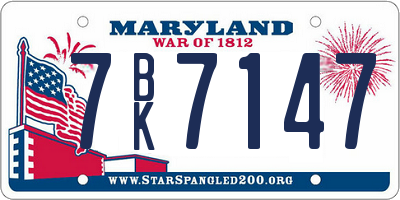 MD license plate 7BK7147