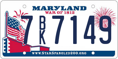 MD license plate 7BK7149