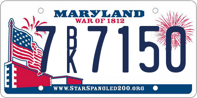MD license plate 7BK7150